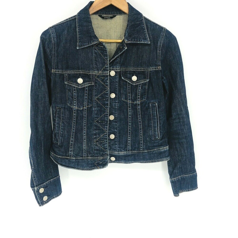 J. Crew Dark Wash Denim Jacket Style 82535 Button Front Women's Small Cotton